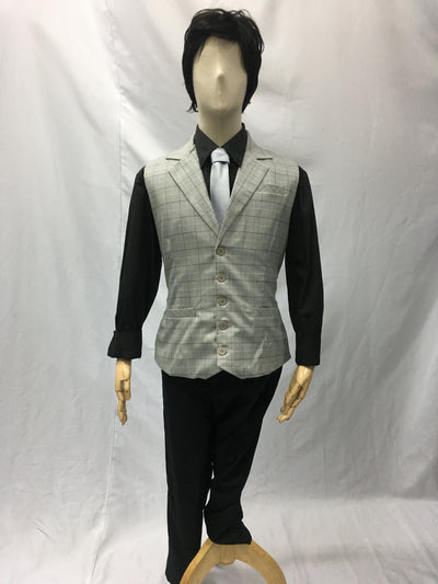 Light Grey Woven Checkered Vest | Awesome Costume Singapore