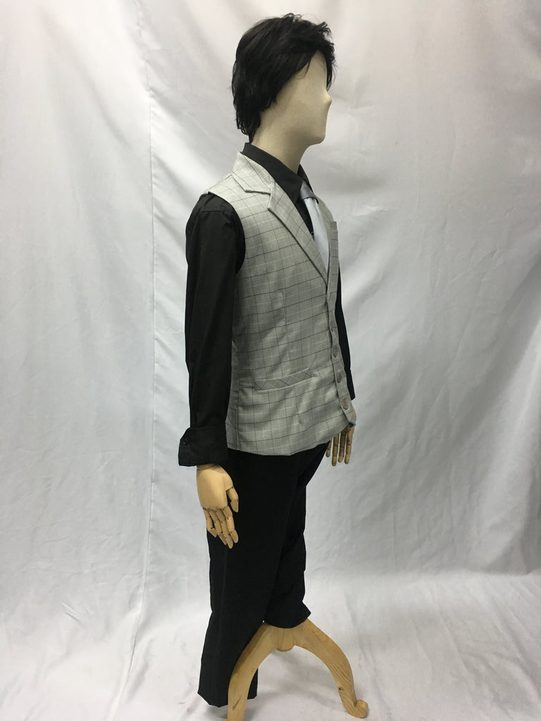 Light Grey Woven Checkered Vest | Awesome Costume Singapore