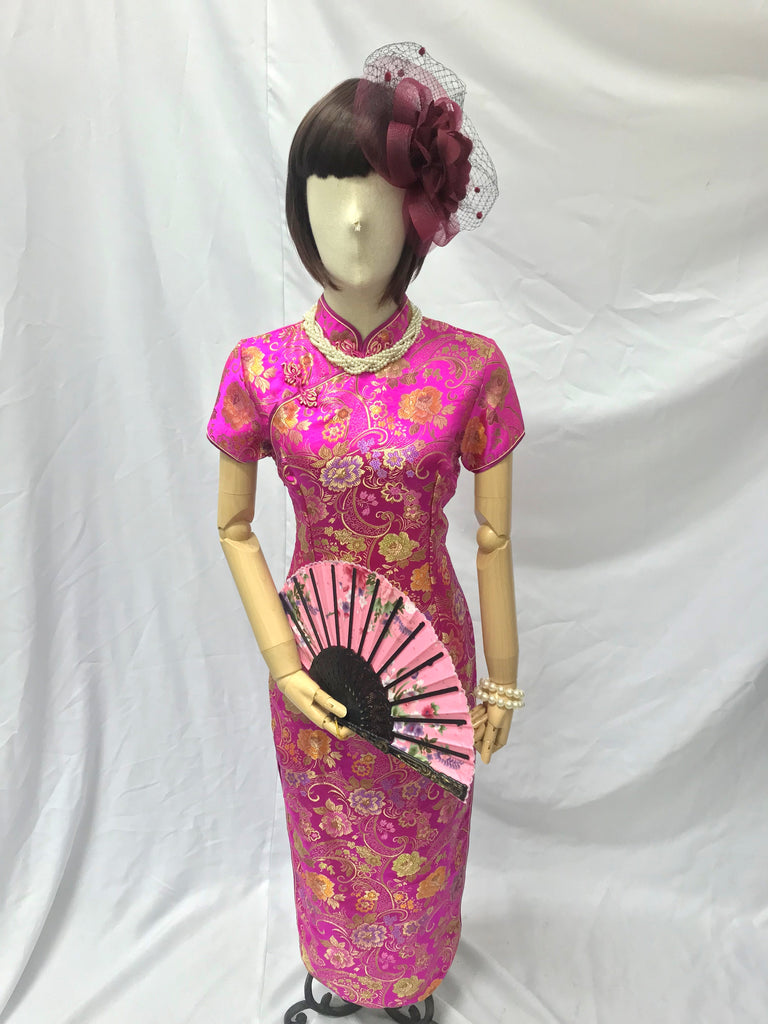 Long Brocade Cheongsam, Magenta