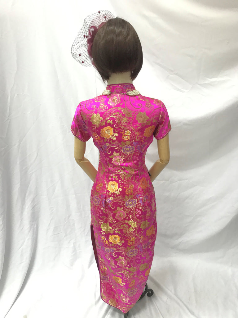 Long Brocade Cheongsam, Magenta