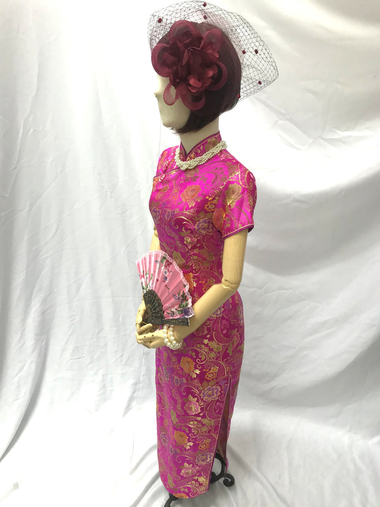 Long Brocade Cheongsam, Magenta
