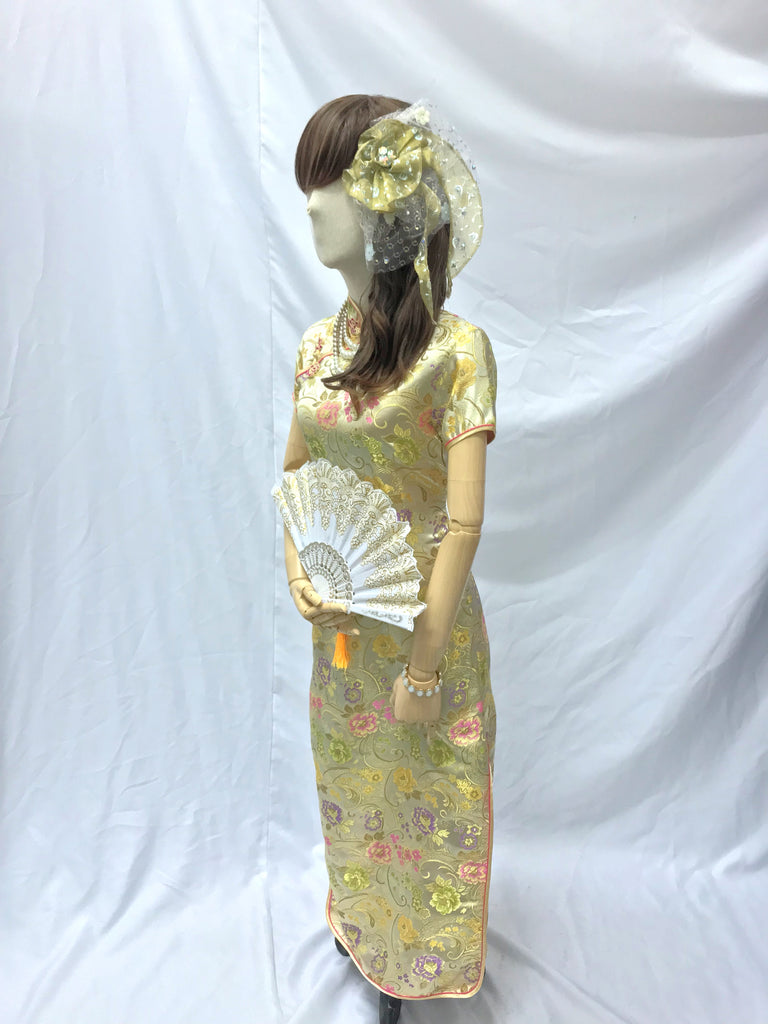Long Brocade Cheongsam, Champagne Gold