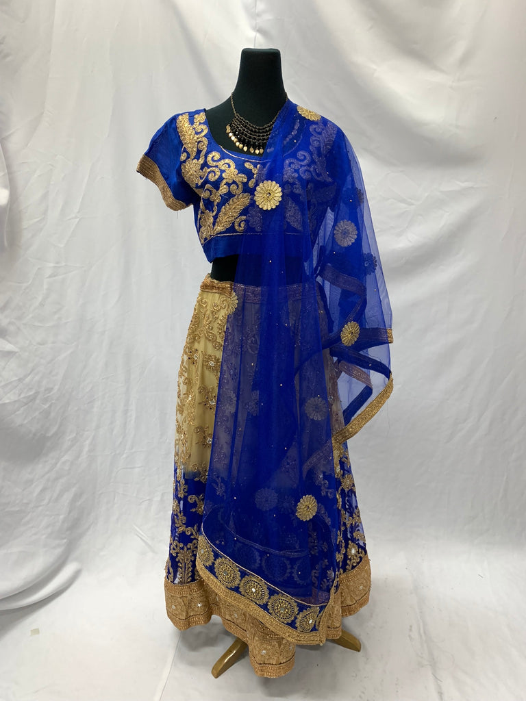 Beaded and Embellished Indian Saree, Cobalt Blue
