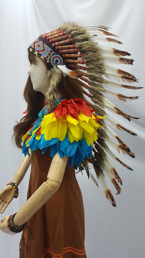 Brown Suede with Colorful Feathers | Awesome Costumes Singapore