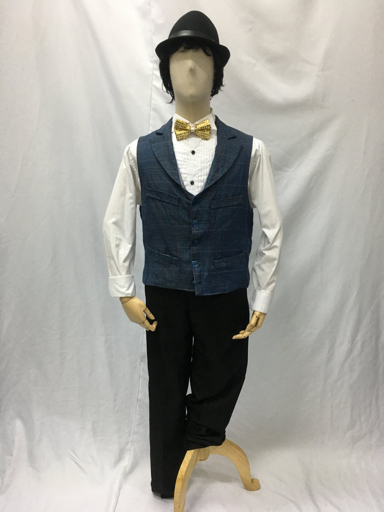 Blue Woven Checked Vest | Awesome Costumes Singapore