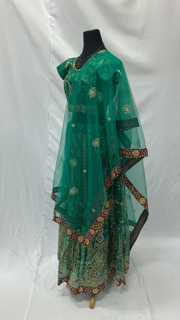 Beaded and Embellished Indian Saree, Green