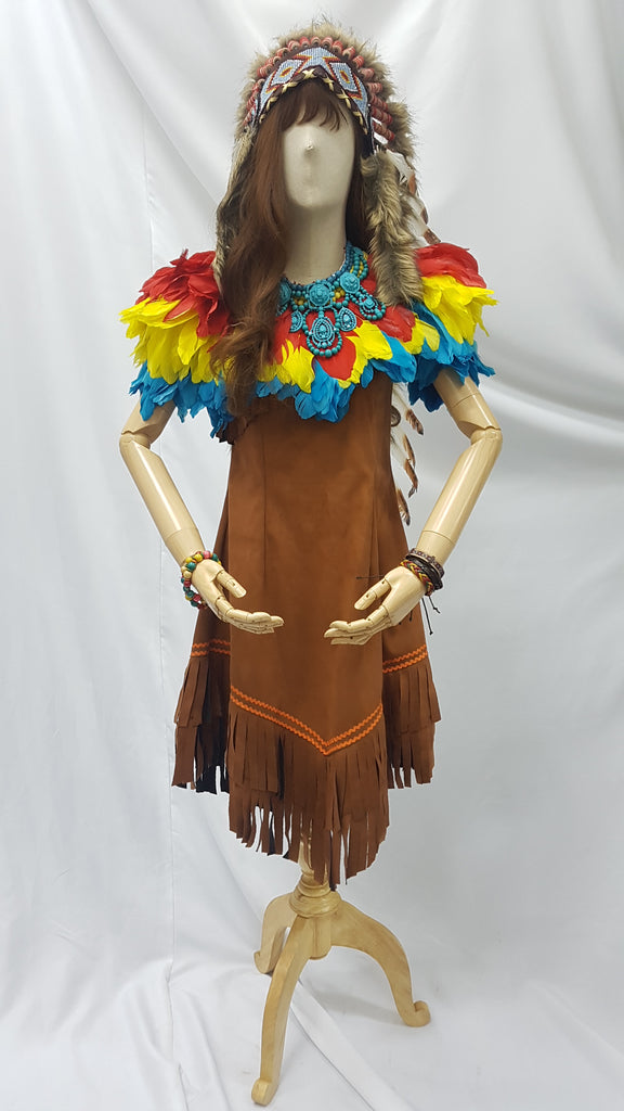 Brown Suede with Colorful Feathers | Awesome Costumes Singapore