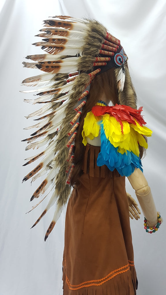 Brown Suede with Colorful Feathers | Awesome Costumes Singapore